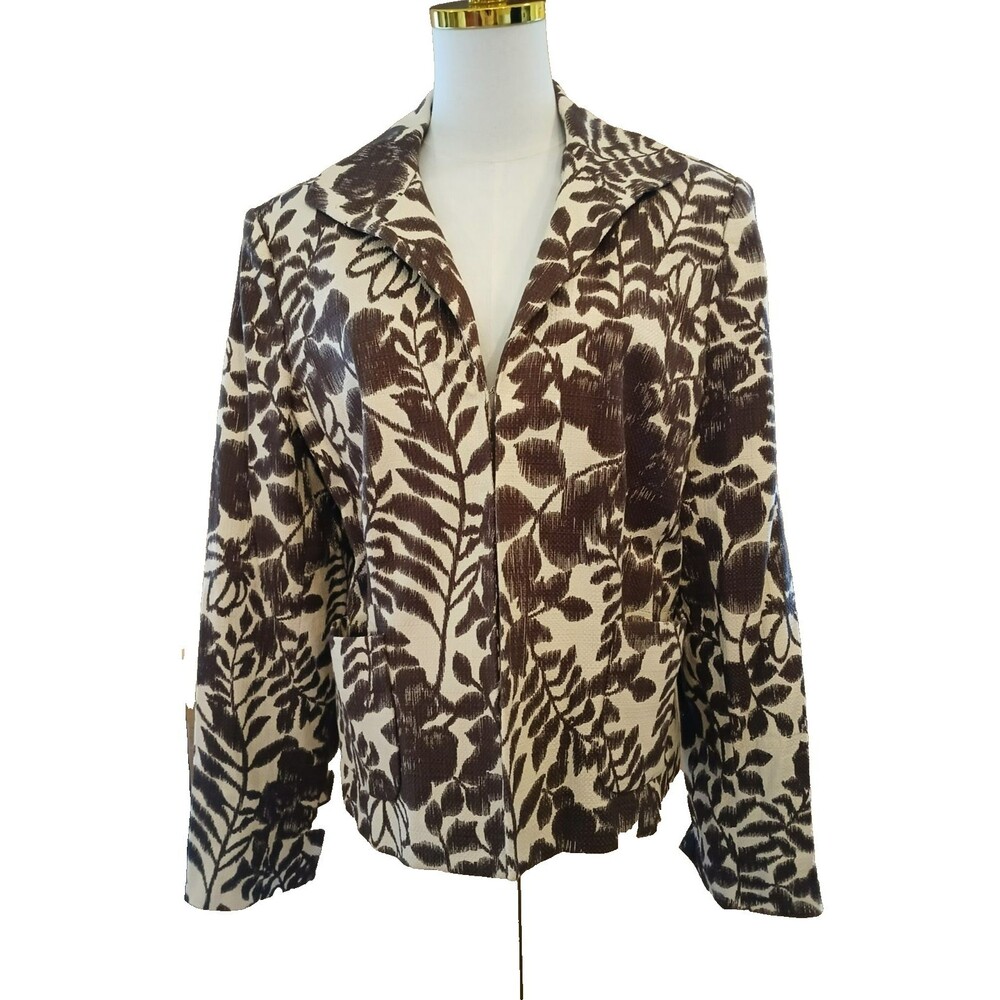 Jones Wear Women's Floral Cotton Blazer Long Sleeve Career Office Business